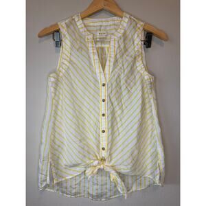 Maeve by Anthropologie yellow stripped  button up sleeveless blouse